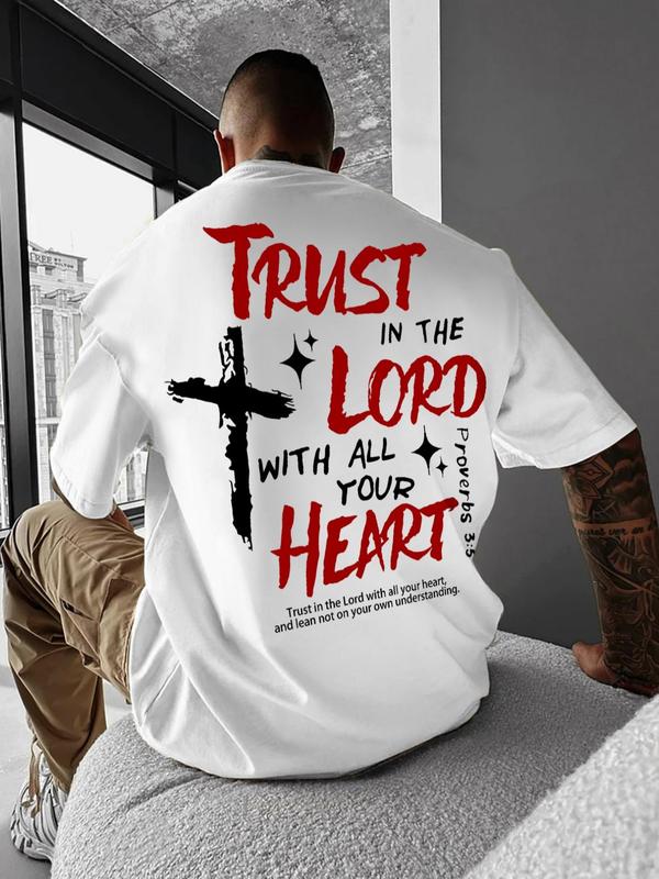 

This unisex T-shirt features a cross-letter print crew neck design and is suitable for everyday wear in all seasons. S