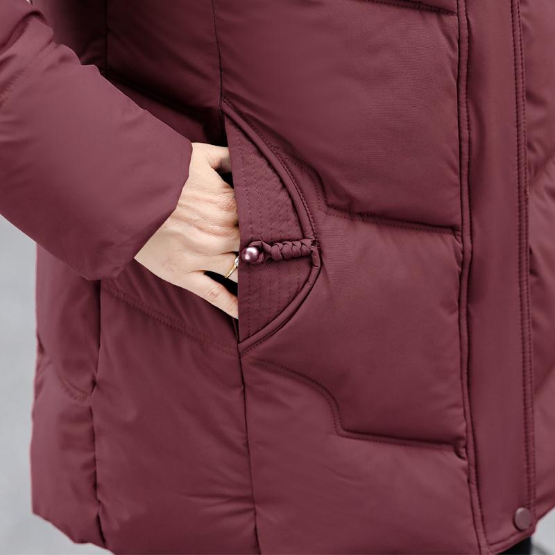 Haine de iarnă pentru femei de vârstă mijlocie cu glugă, elegante, groase, călduroase, mărimi mari, parka, jachete pentru femei