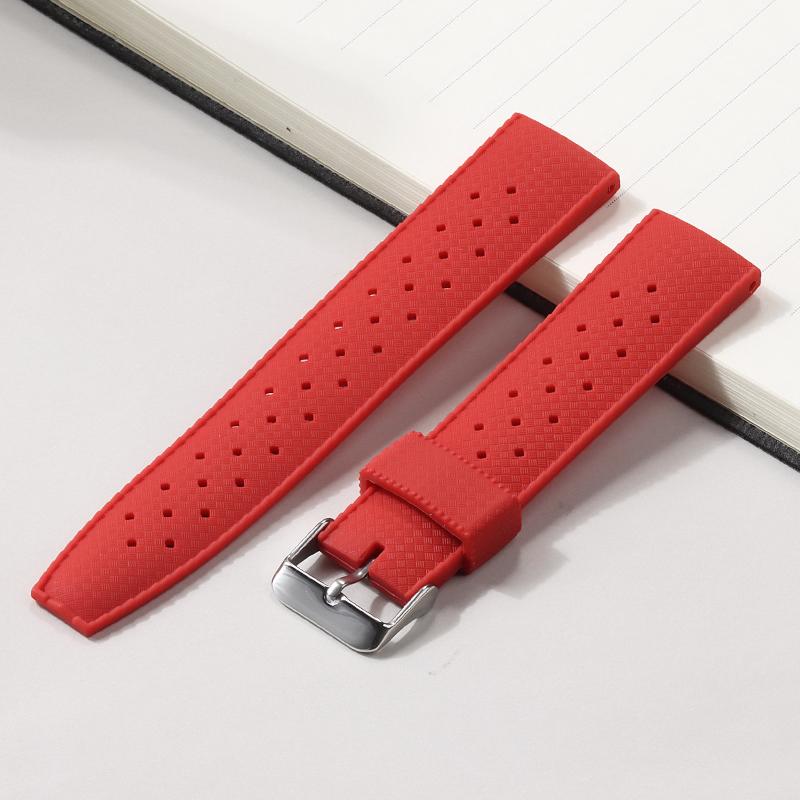 Classic Tropical Style FKM Silicone Watch Strap 20mm 22mm Watch Band Smart Watch Strap for Seiko Watch Replacement Bracelet Belt