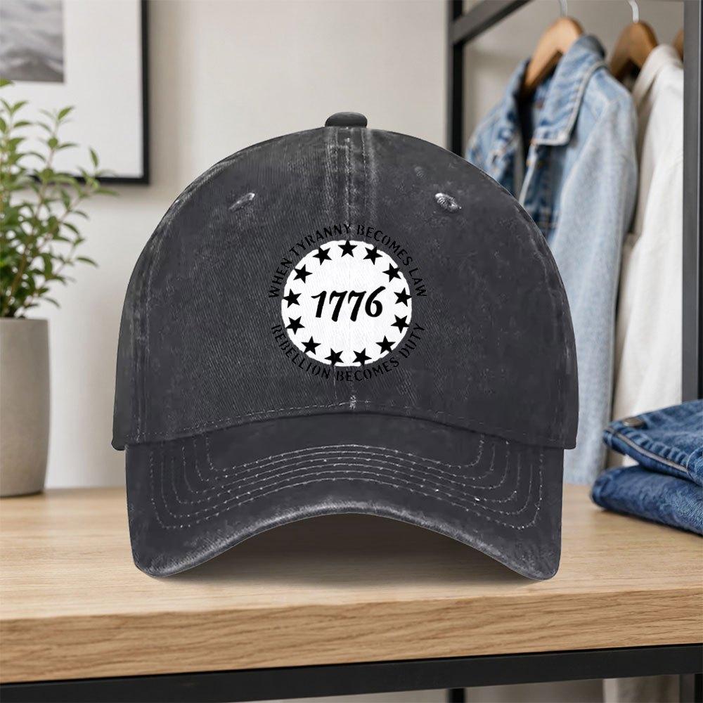 1pc Vintage 1776 Slogan Washed Baseball Cap Classic Casual Unisex Allseason Dad Hat Adjustable Size Suitable For Outdoor Spo