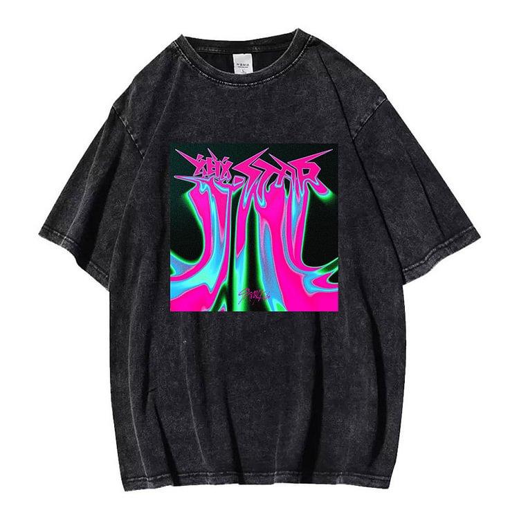 Washed Stray Kids Evil Skzoo Combo Peripheral Print Summer Short Sleeve