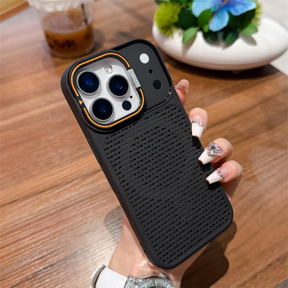 For Magsafe Magnetic Heat Dissipation Lens Holder Case For iPhone 17 16 15 14 Plus 13 12 11 Pro Max Frosted Bracket Bumper Cover