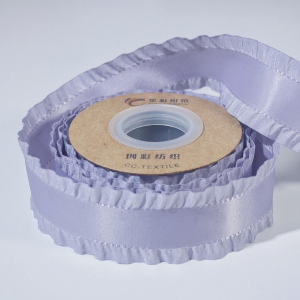 5yards Polyester Ruffles Edge Satin Ribbon Skirt Edge Woven Band  For DIY Hair Garment Accessories