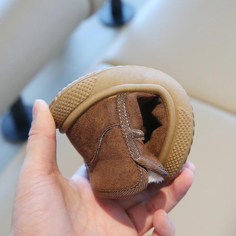 Children's snow boots, winter boys' short boots with thick fleece, girls' cotton boots, warm baby cotton shoes