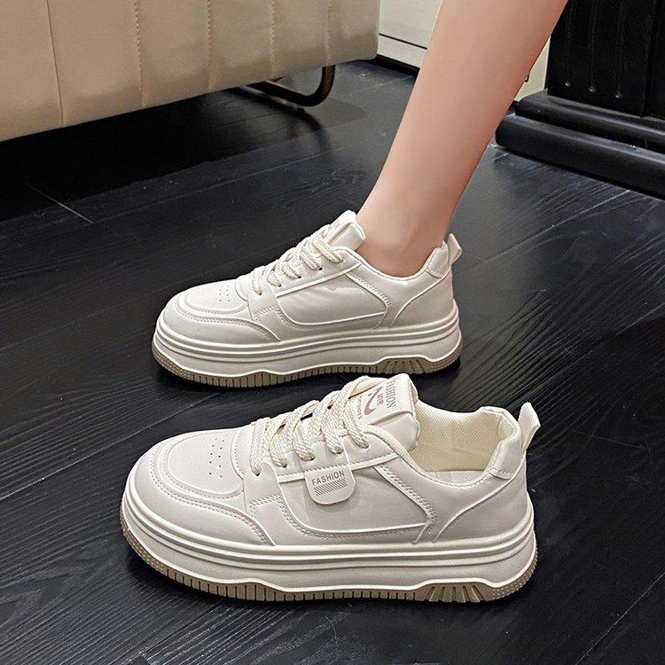 Autumn and Winter New Thick-soled Round Head Color Matching Casual Shoes College Style Lace-up Versatile Sports Little White Shoes Women