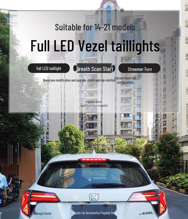 LED Tail Light Assembly with Flowing Turn Signal for 15-22 Honda Vezel - Reversing & Daytime Running Lights