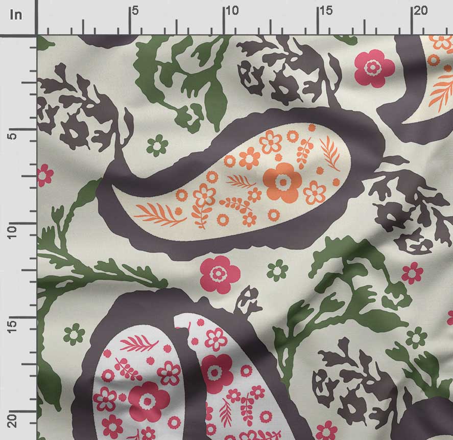 Soimoi Asian Paisley Print,  Cotton Cambric, Quilting Fabric Sold by The Yard 42 Inch Wide, Medium Weight Cotton Fabric,