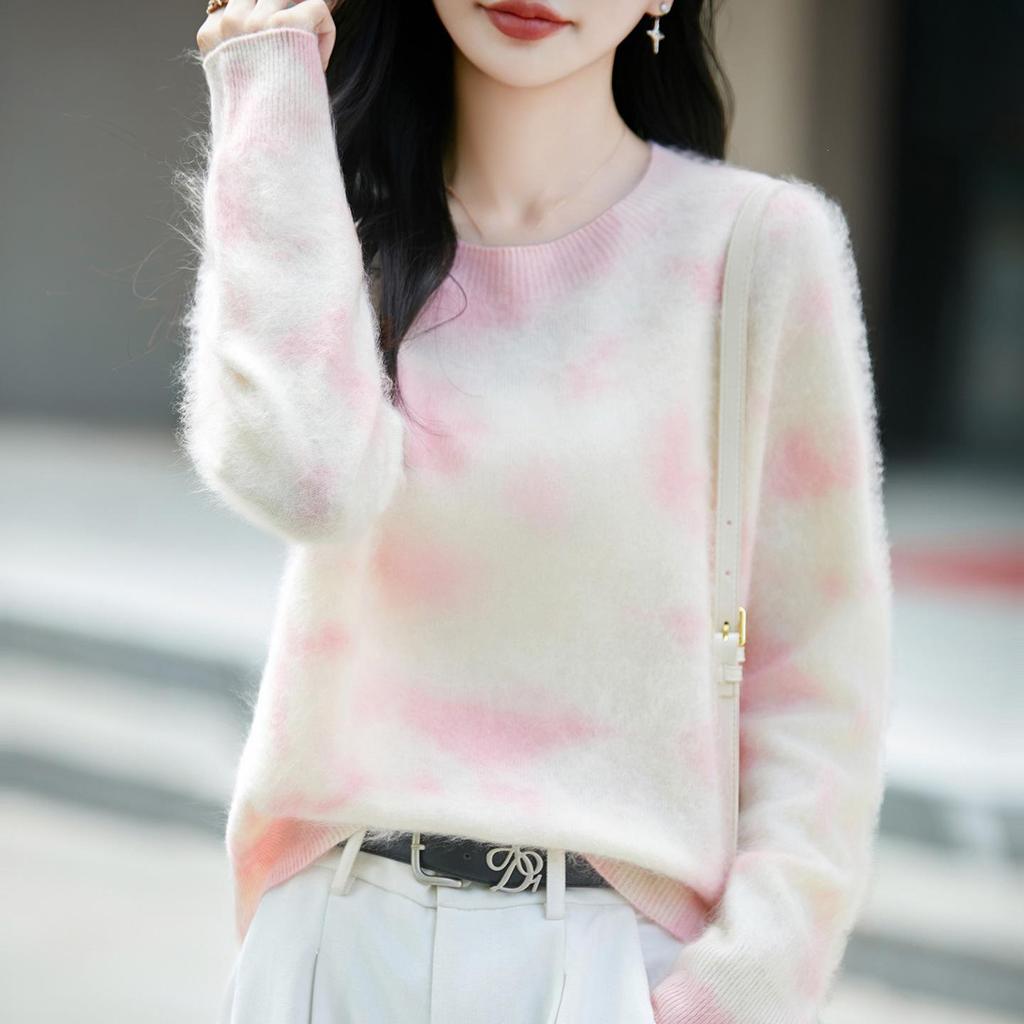 2026 A/W Women's Gradient Cashmere Wool Round Neck Sweater