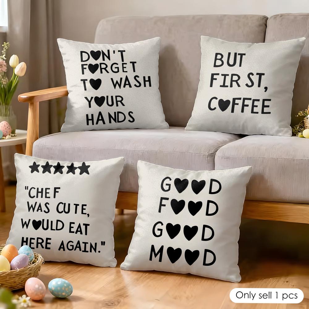 Aesthetic Kitchen Love Cushion Cover Soft Plush Fabric DoubleSided Printed Cushion Covers for All Seasons Modern HomeDecor Gift