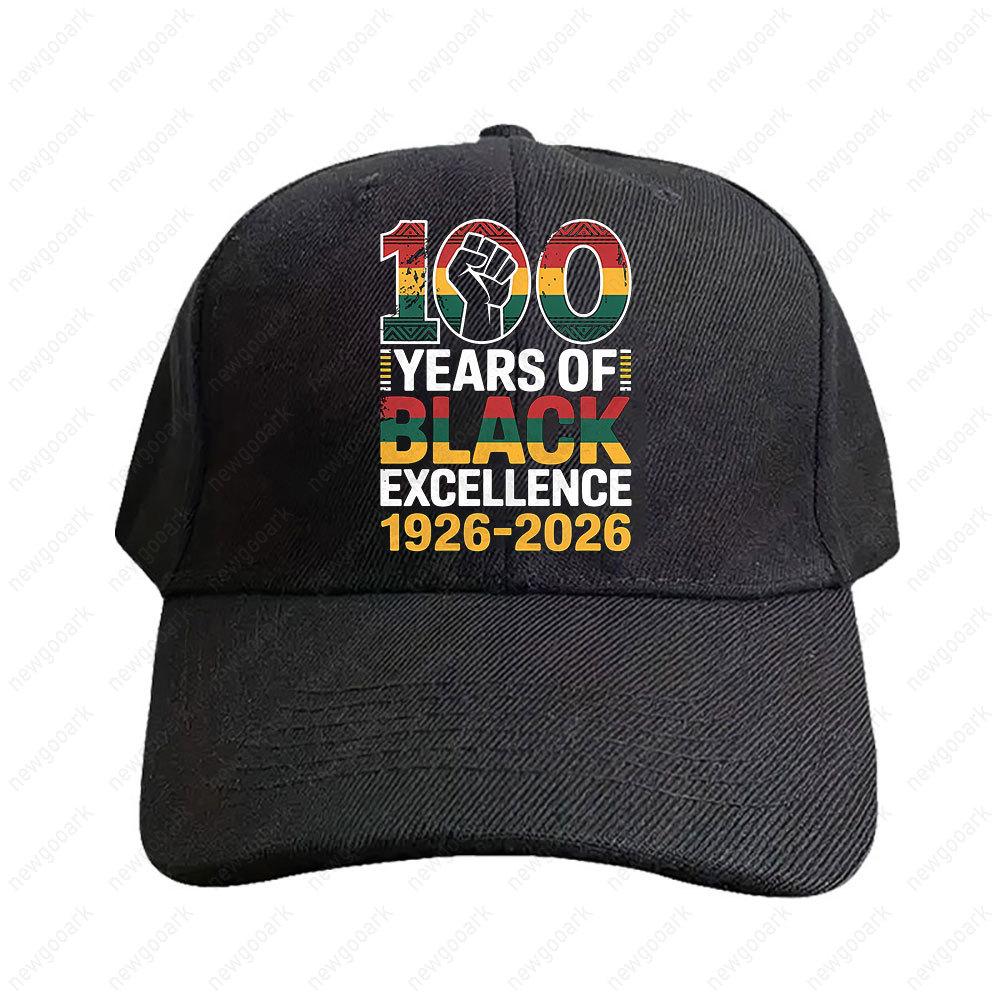 Black Excellence 1926?026 100 Years of Pride and Power Cap Women Unisex Graphic Baseball Caps Peaked Hat Adjustable