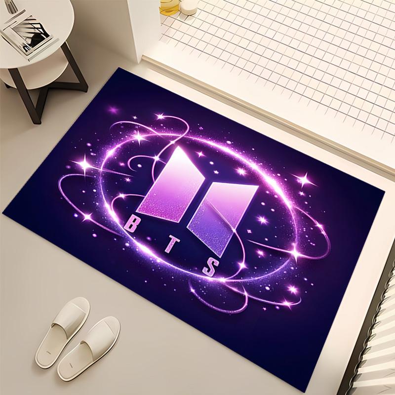 1pc BTS logo Print Area Rug - Soft, Washable Non-Slip Indoor Mat, Living Room, Home Office Decorative Rug,Office Decorative
