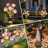 Solar Carnation Flower Lights Outdoor Waterproof Warm White LED Stake Lamp for Yard Lawn Patio Pathway Landscape Decoration