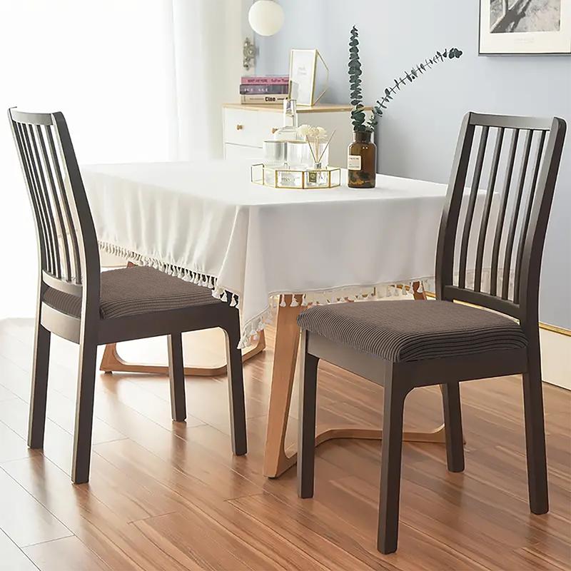 1/6Pcs Stripes Jacquard Chair Seat Covers Stretch Dining Chair Slipcover Removable Upholstered Seat Case For El Kitchen Party
