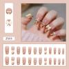 Artificial Nails Autumn and Winter Toffee Leopard Print Nail Art Half French Bow Wear Nail Medium Long Ballet Nails False Nails