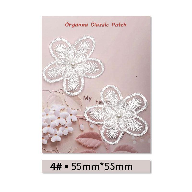 White Lace Flower Series Patch Patch Cloth Sticker Clothes Embroidery Patch Diy Hole Repair Decorative Sticker