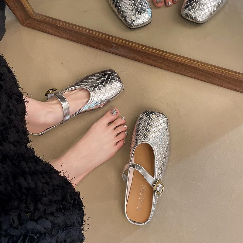 Fashion New Women Flats Autumn Square Toe Mary Jane Shoes Low Heels Designer Ballet Flats Sneakers Women Comfortable Elegant Loafers