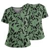 Women's Casual Printed V-Neck Pocket Side Slit Short Sleeved Top Short Sleeved Top