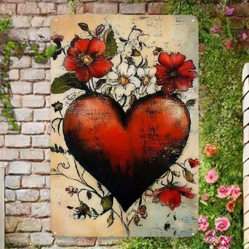 Retro Metal Poster Heart Wall Art Decor