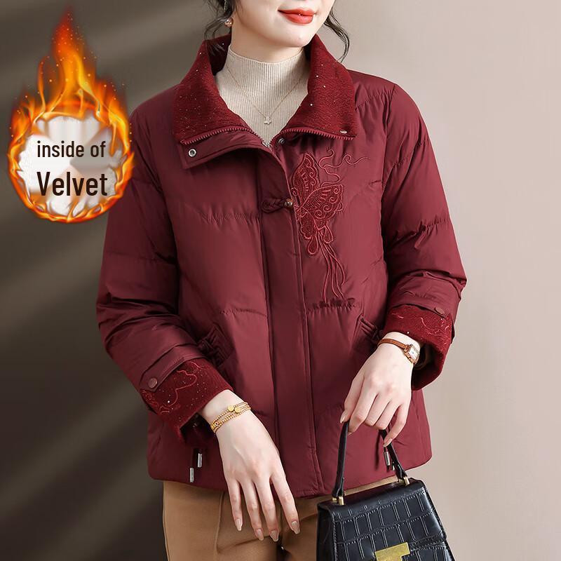 

XUEXI Women s Winter Fleece-Lined Lapel Padded Jacket 4XL