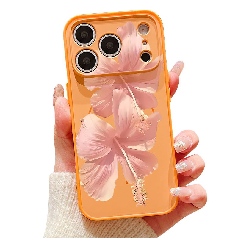 Pink Hibiscus Flower Pattern For iPhone 17 Pro Max Funda iPhone 16 15 14 13 Pro Max Skin Feeling Magnetic For Magsafe Shockproof Bumper Cover