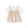 YEEHOO Girl's Faux Two-Piece Cotton Short Sleeve T-Shirt