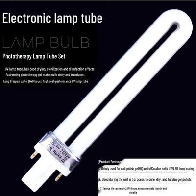 Lâmpada UV Tubular em Forma de U de 9W para Nail Art Fototerapia
