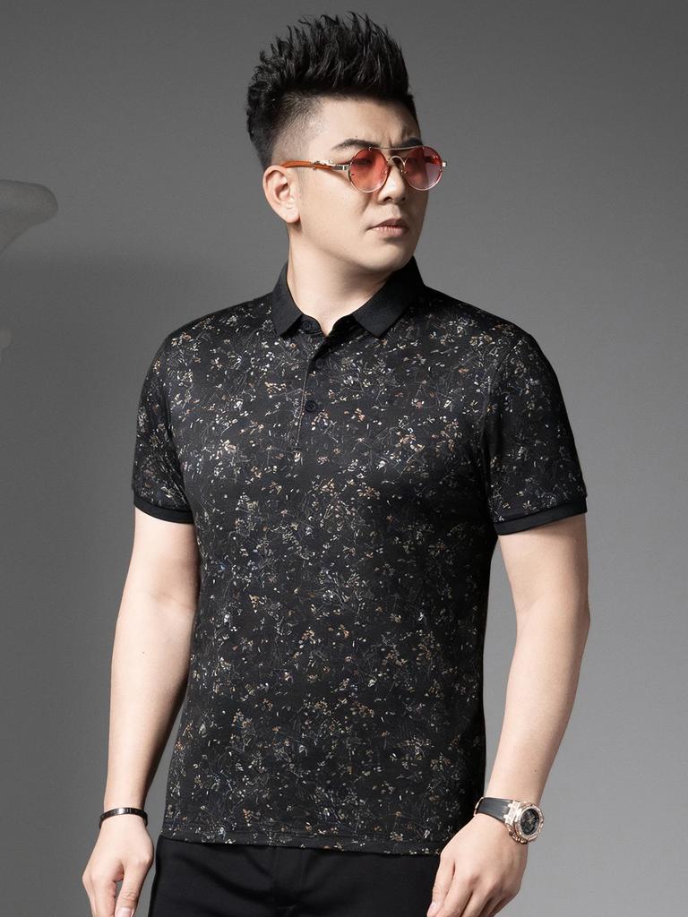 European-Style Floral Men's Short-Sleeve Polo Shirt 2026 New Summer Turn-Down Collar T-Shirt Trendy Casual Half-Sleeve Top for Men