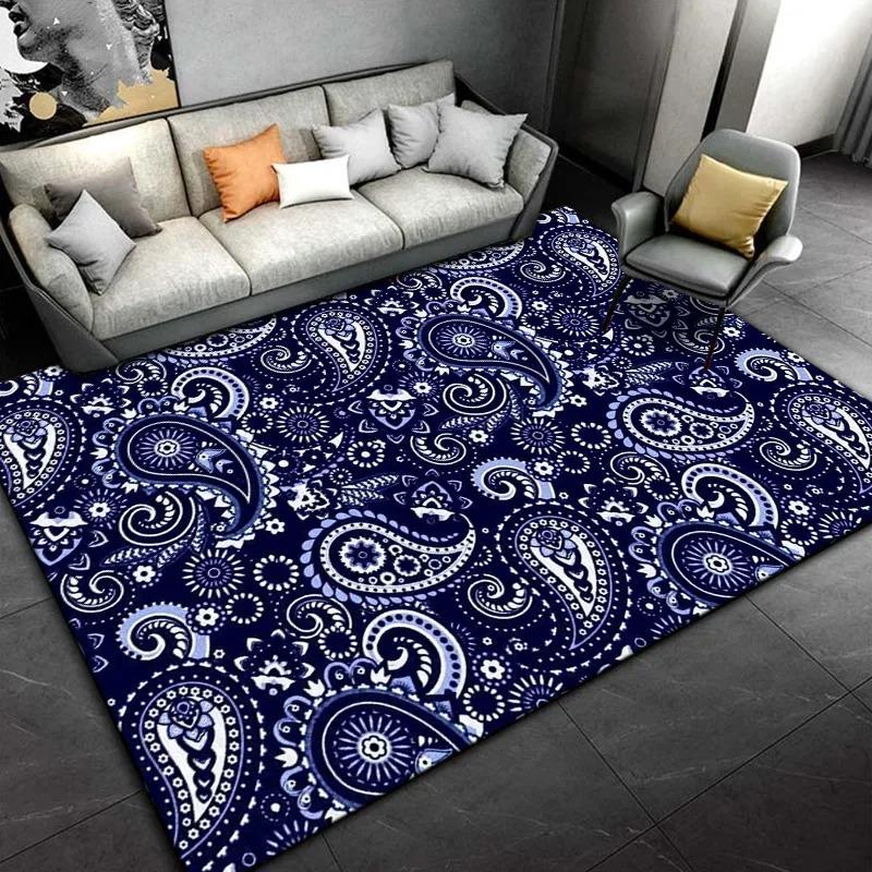 Black White Paisley Carpet Geometric Vortex Rug Classic Floral Mat Modern Minimalist Living Room Mat Home Decoration Floor Rug