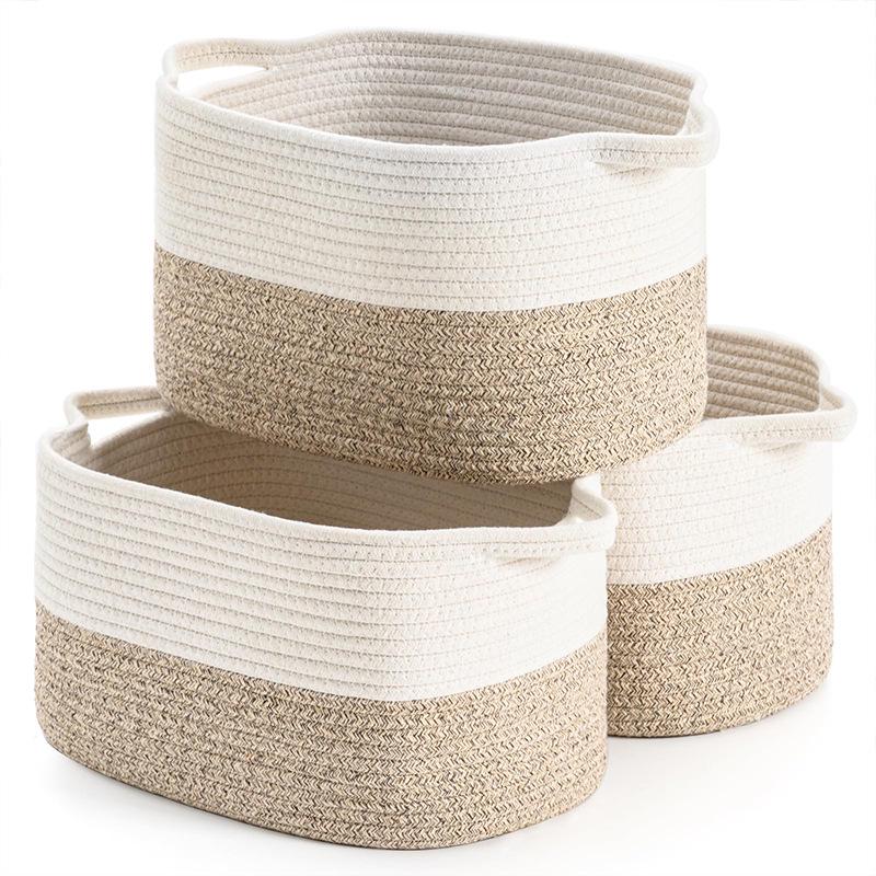 Cotton Rope Woven Storage Basket - Large Capacity for Laundry & Toys