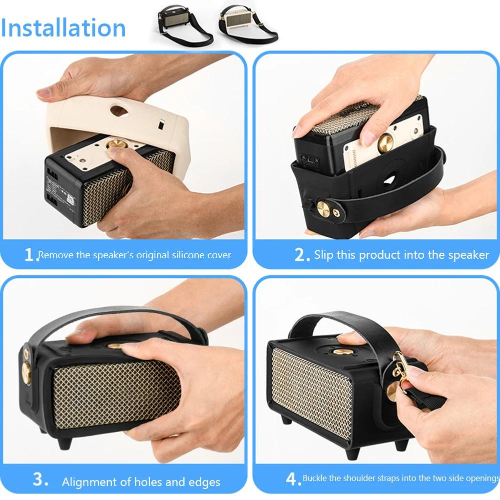 Silicone Cover Case with Handle Strap and Shoulder Strap Protective Mini Speaker Cover Case Shockproof for Marshall Emberton II