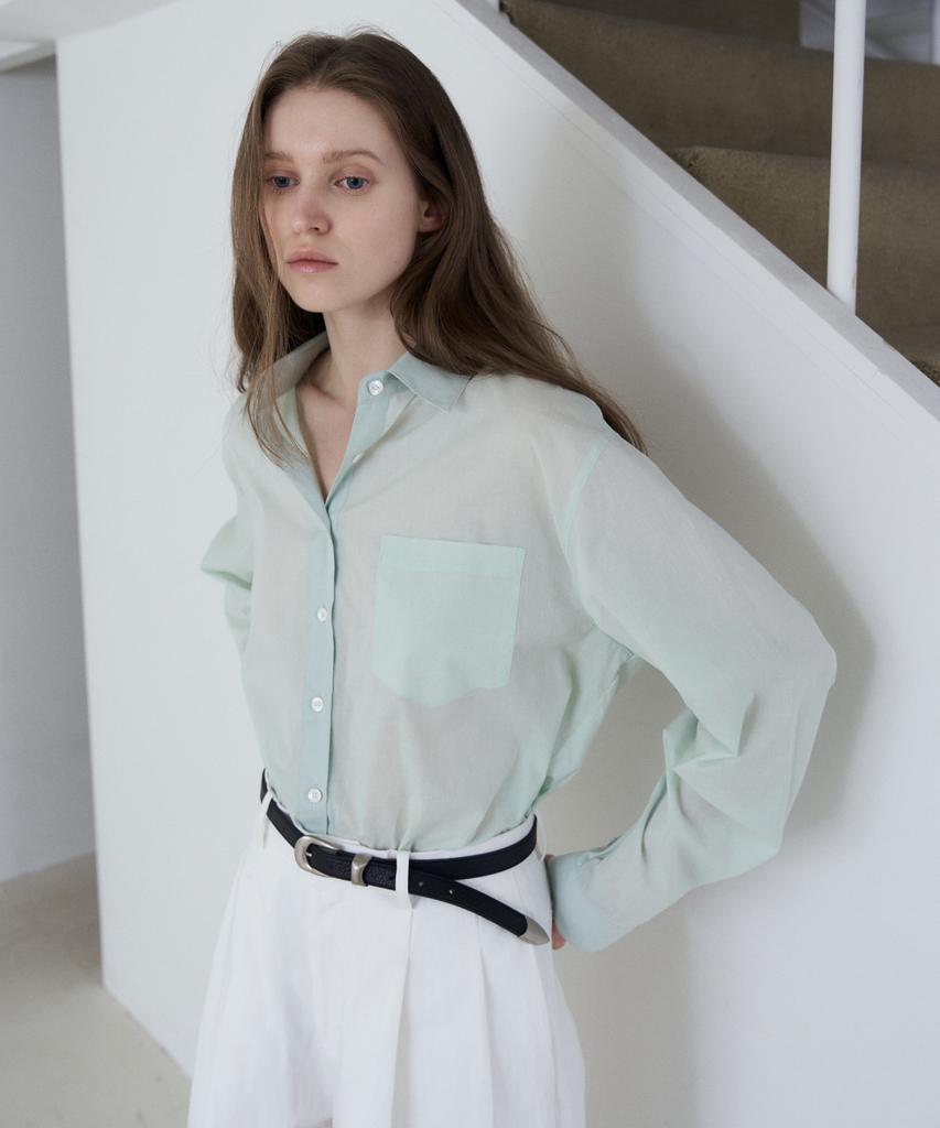 FROMWHERE Soft Long Sleeve Shirt Mint