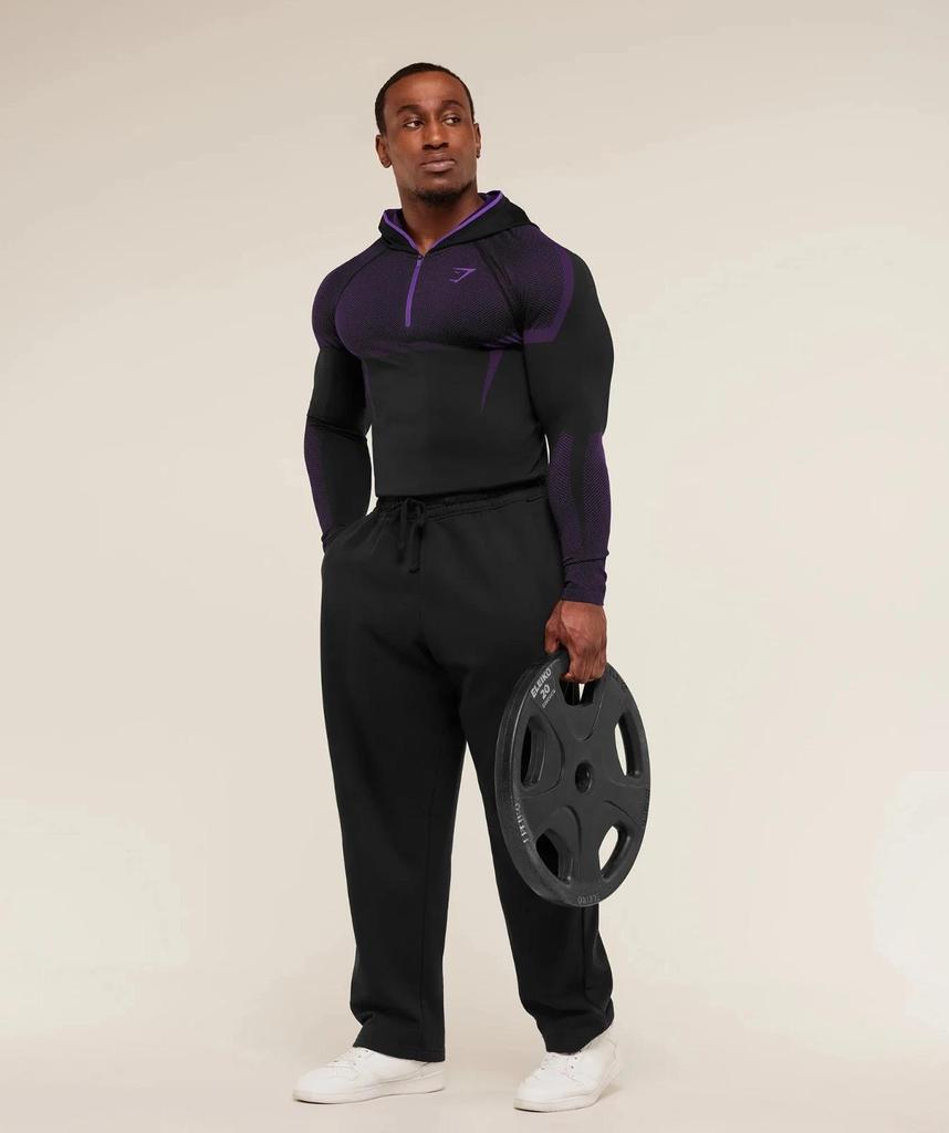 GYMSHARK Men's Onyx High Stretch Long Sleeve Hooded Fitness T-shirt