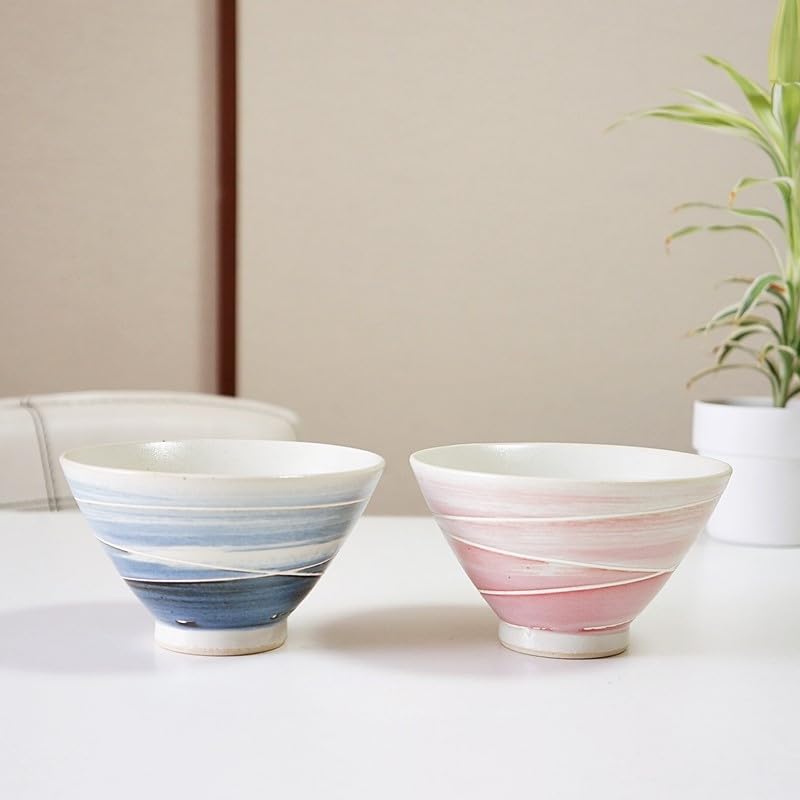 Hasami ware tea bowl pair Kunzan denim Couple tea rice rice made in gift set, kiln, bowls, bowls, bowls, Japan,