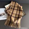 Fashion Korea Styles Luxury Stripe Winter Women Scarf Imitation Cashmere Thick Warm Pashmina Shawl Wraps Tassel Echarpe