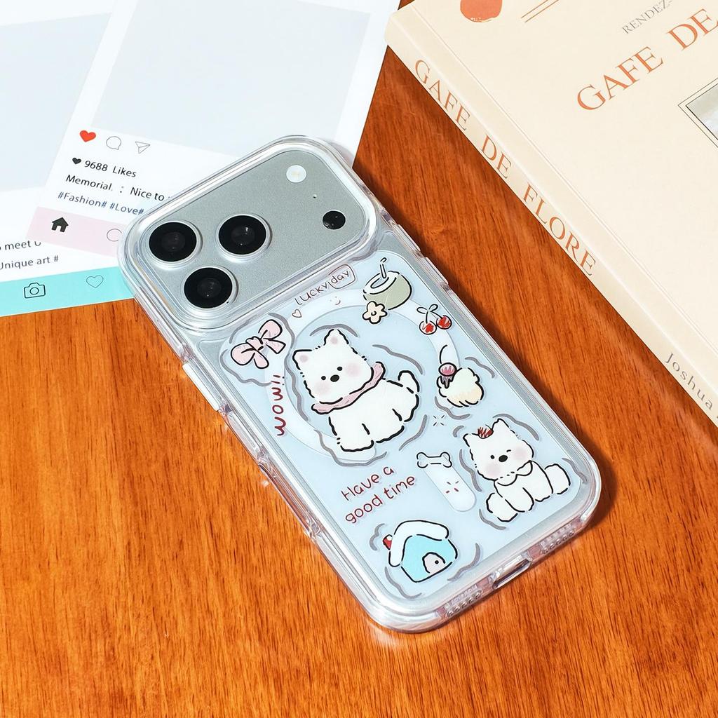 Cartoon Magnetic Apple West Highland iPhone 17 Pro Max & 15 Transparent Case