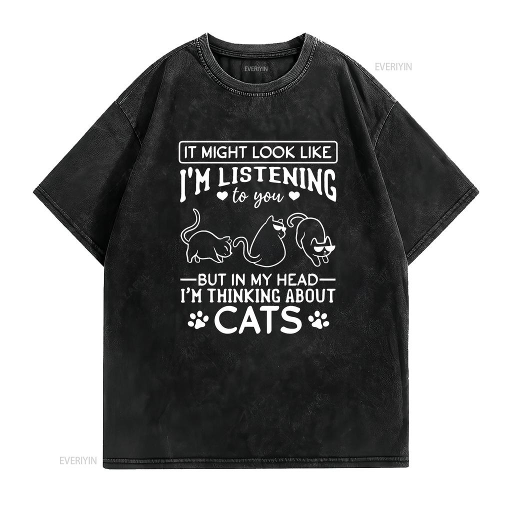 Cat Lover Cute Cats Owner T Shirt Vintage Washed Breathable Streetwear Unisex Fashion Designer Clothes Homme