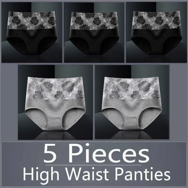 5pcs Women's Panties Pure Cotton Breathable High Waisted Panties Women's Plus Size Underwear