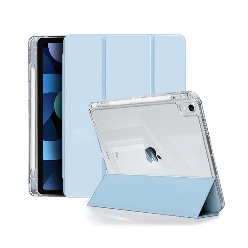 iPad Protective Case: Three-Fold Stand, Flip Cover with High Transparency, Anti-Drop Protection, and Pen Slot Design.