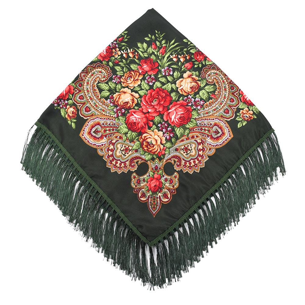 

Квадратный шарф с кисточками в стиле ретро-богем на все времена года 90*90cm