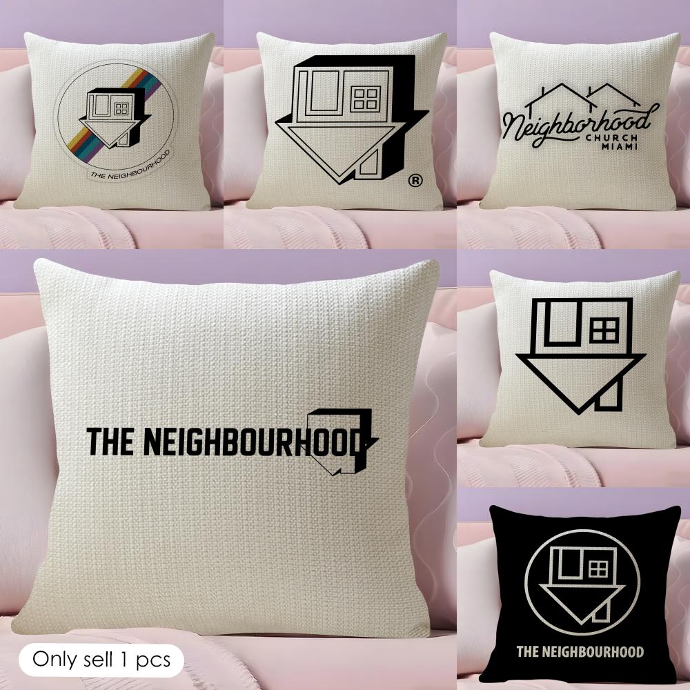 LOGO Design NNeighborhood Cushion Cover Natural Linen Organic Fabric DoubleSided Printing Couch Pillow Covers Home Decor