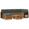 Outdoor Corner Sofa Set with Cushions 6 Pcs Natural and Anthracite