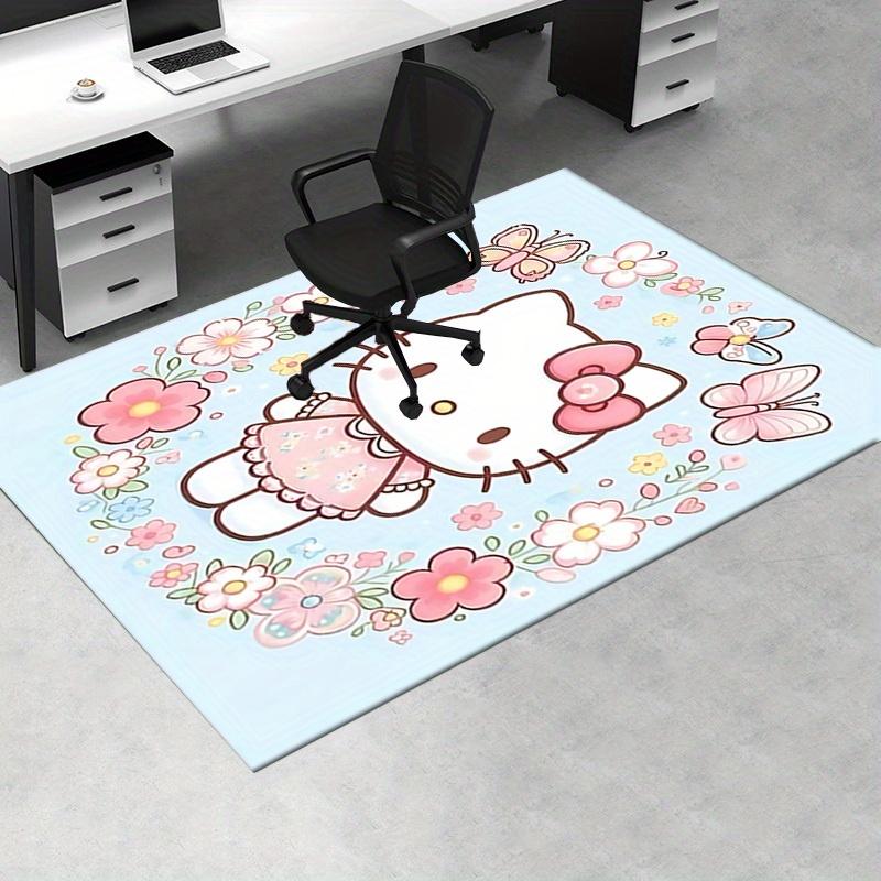 Office Rug Hello Kitty, Floral Anti-Slip Rug, Machine Washable for Living Room, Bedroom, Office, Multiple Sizes, Bedroom Mat, Decorative Mat, Durable