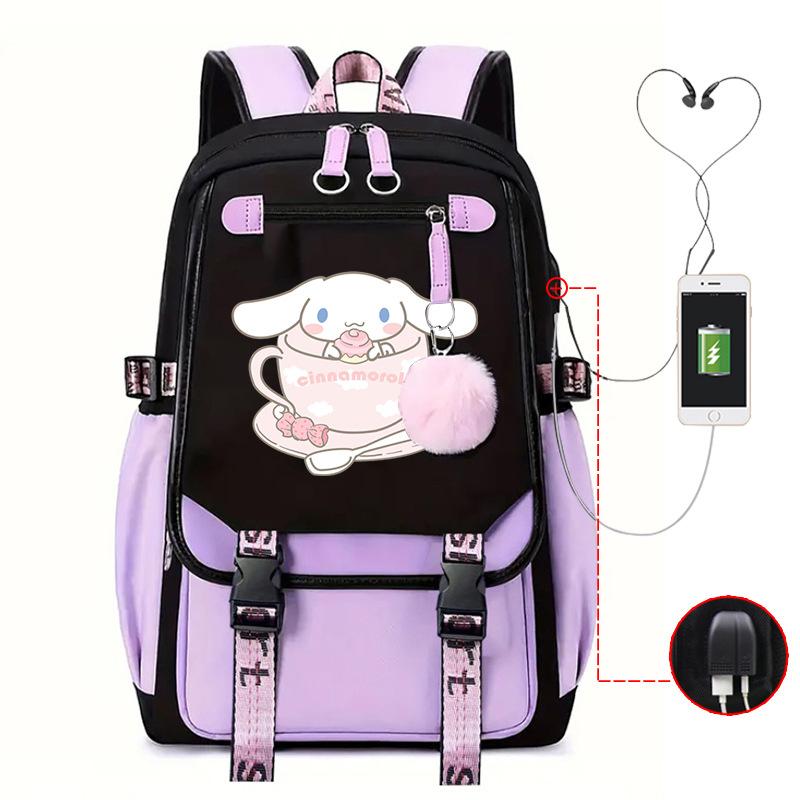 Pies z Dużymi Uszami Plecak Szkolny Męski i Damski Plecak dla Ucznia Szkoły Średniej Gimnazjum Styl College'owy Pasek do Plecaka Plecak Wielofunkcyjny USB