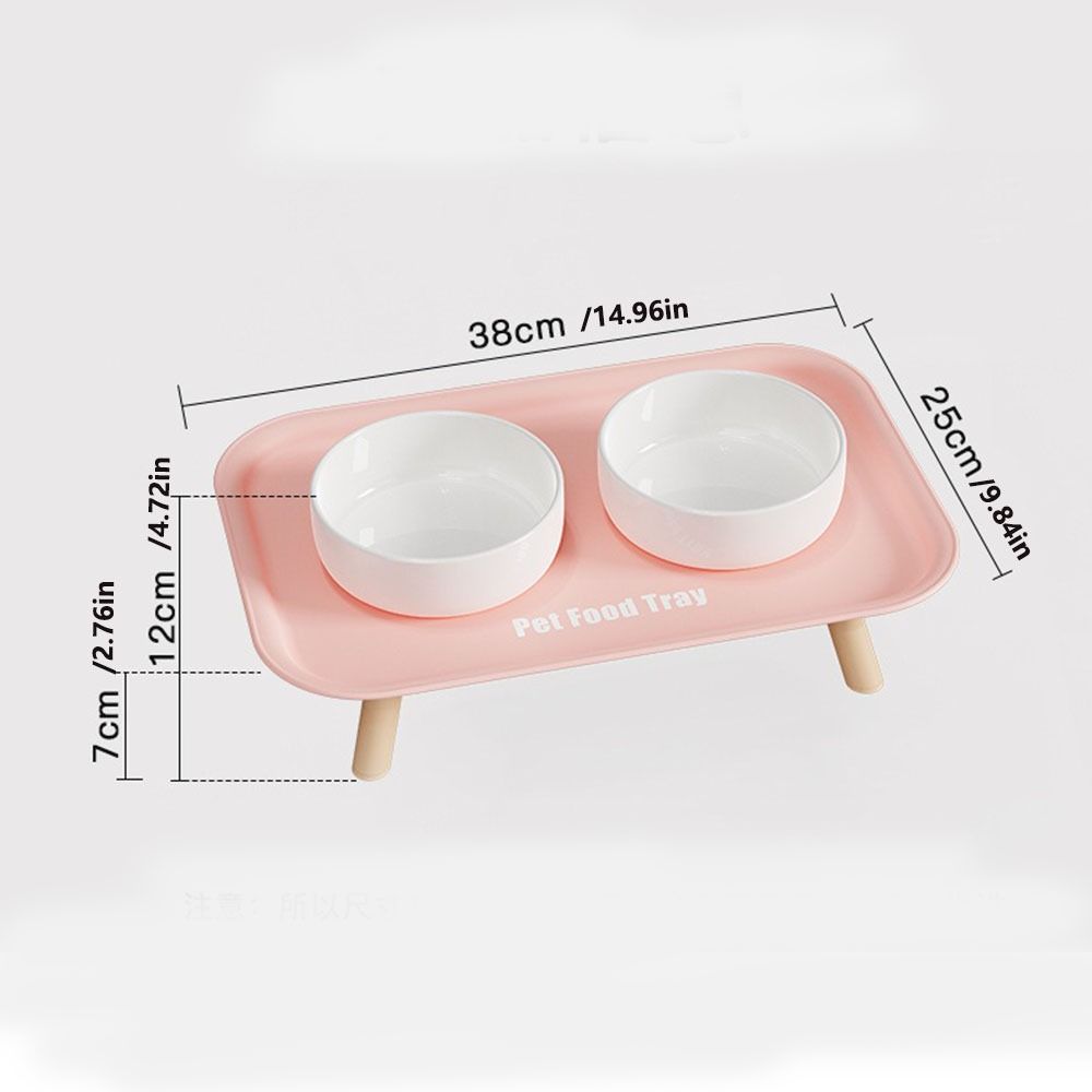 Fashion Large Capacity Pet Double Bowl Anti-Flip Neck Protection Dog Bowl Anti-Splash Double-Way Ceramic Cat Bowl Pet Feeding