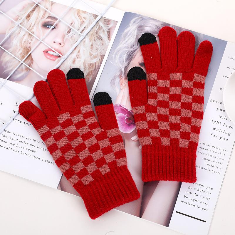 New Touch Screen Women's Winter Inner Cashmere Touch Screen Students Writing, Driving, Playing Mobile Games and Plush Gloves