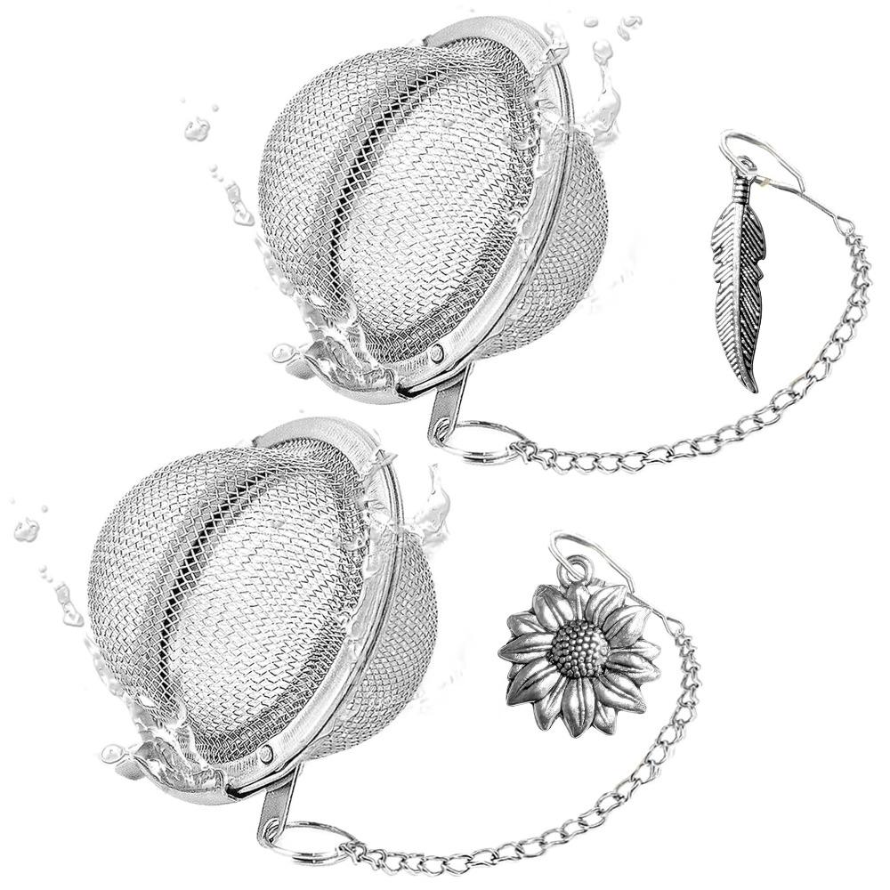 

2PCS with Decorative Pendant Butterfly Bee Chain Tea Infuser Stainless Steel Tea Strainer Cooking Style H