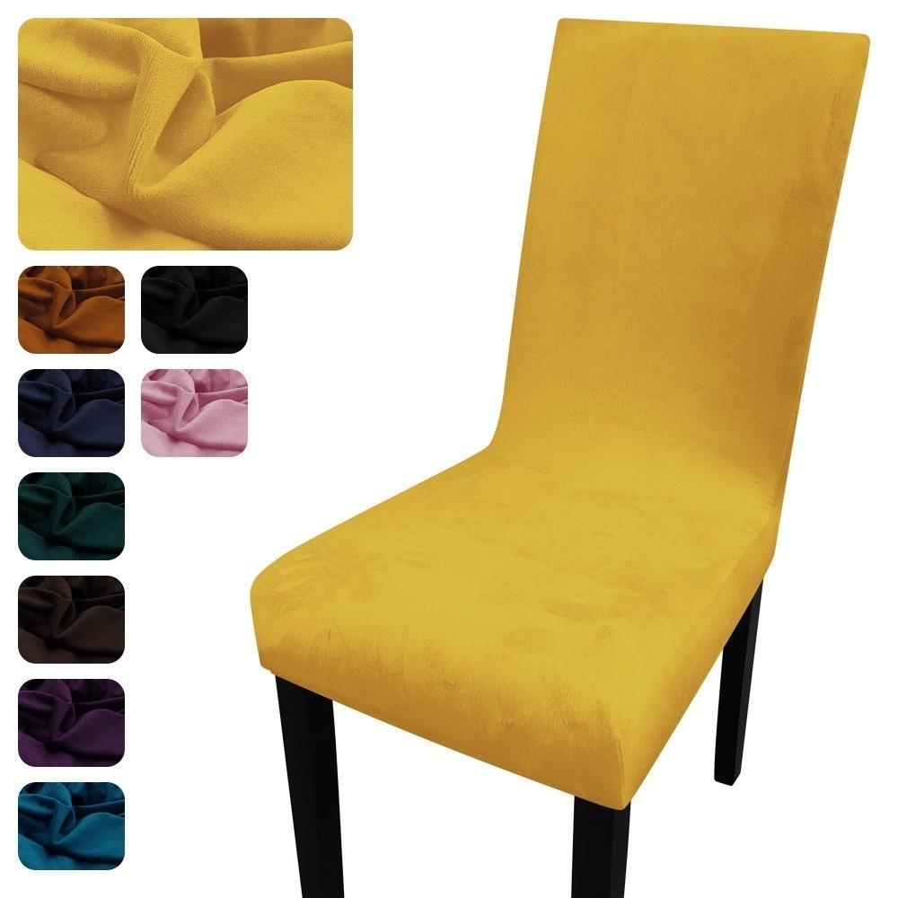 Thick Chair Cover Soft Velvet Dining Room Chair Slipcover  for Office Banquet Restaurant