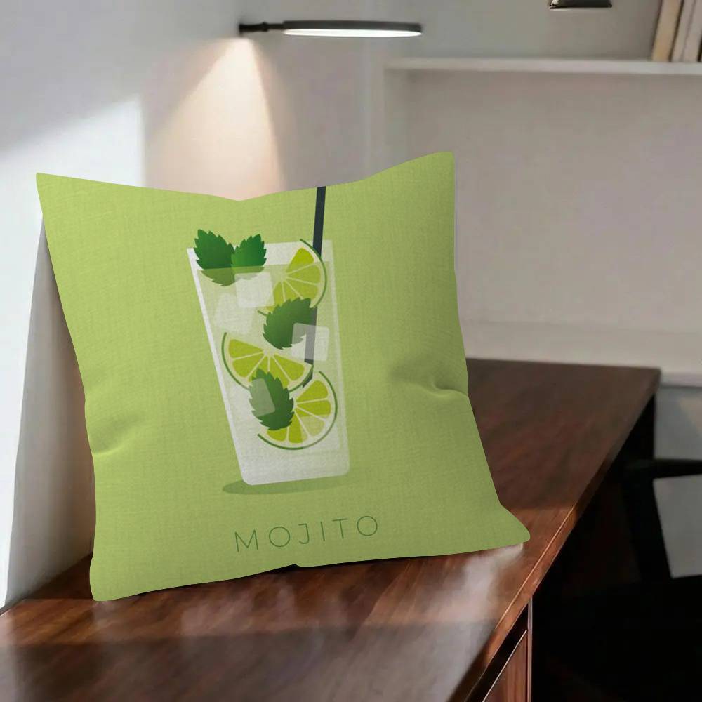 Mojito Cocktail Art Cushion Cushion Cover Pillowcase Upholstery Sofa Throw Pillow Home Decor Pillowcas