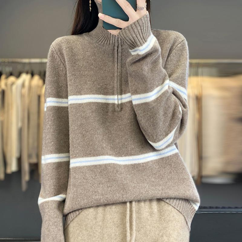 Women Sweater 100% Wool MODERN NEW SAGA Turtleneck Knit Pullover Turn-down Collar Thick Winter Jumpers Female Knit Tops
