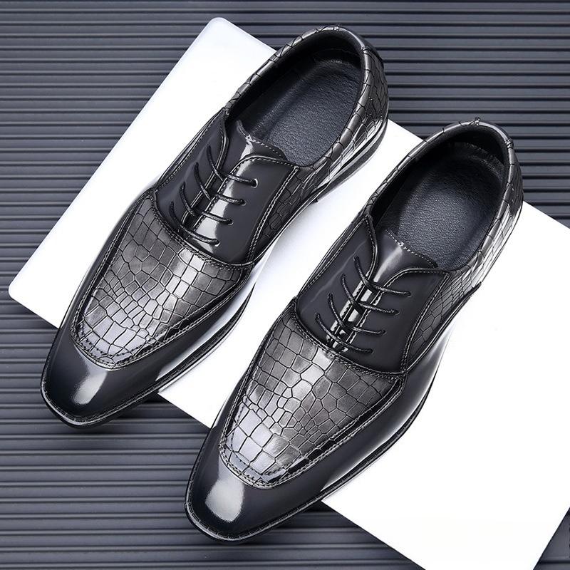 Fashion Men Oxford Shoes Luxury Crocodile Pattern Leather Shoes Lace-up Casual Business Wedding Party Shoes Business Formal Shoe